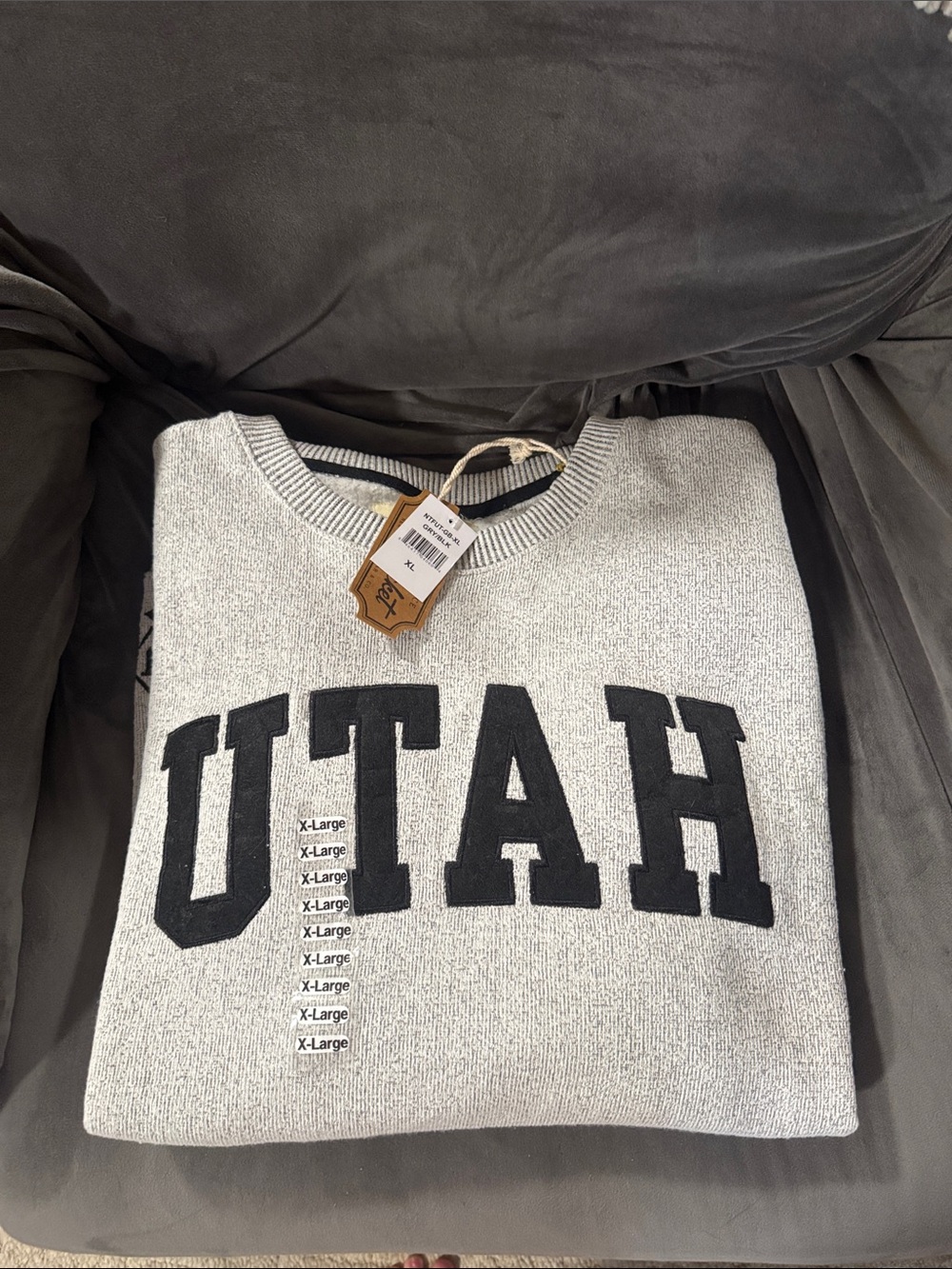 UTAH Crewneck Sweater - Light Gray with Black Lettering
